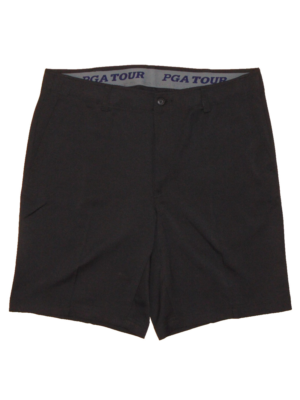 PGA TOUR Men's Black Flat Front Golf Shorts Sz 36 Expandable Waistband 9"